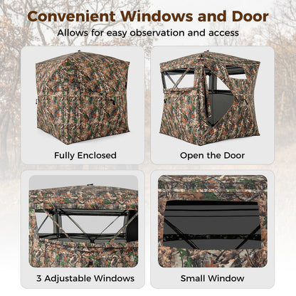 82 Inch Tall Hunting Blind 270° One Way See Through Ground Tent for 3-4 People, Camouflage Tents at Gallery Canada