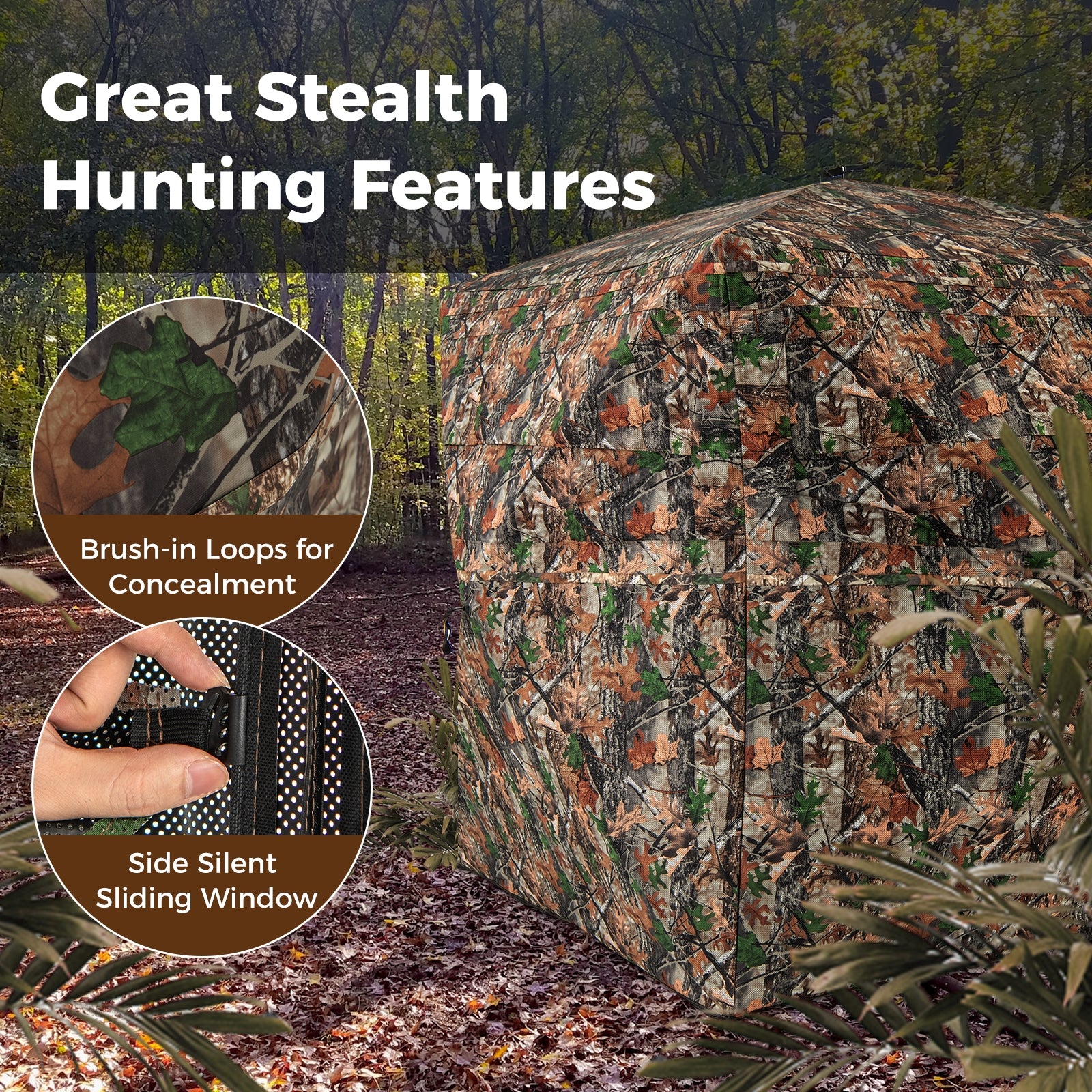 82 Inch Tall Hunting Blind 270° One Way See Through Ground Tent for 3-4 People, Camouflage Tents at Gallery Canada