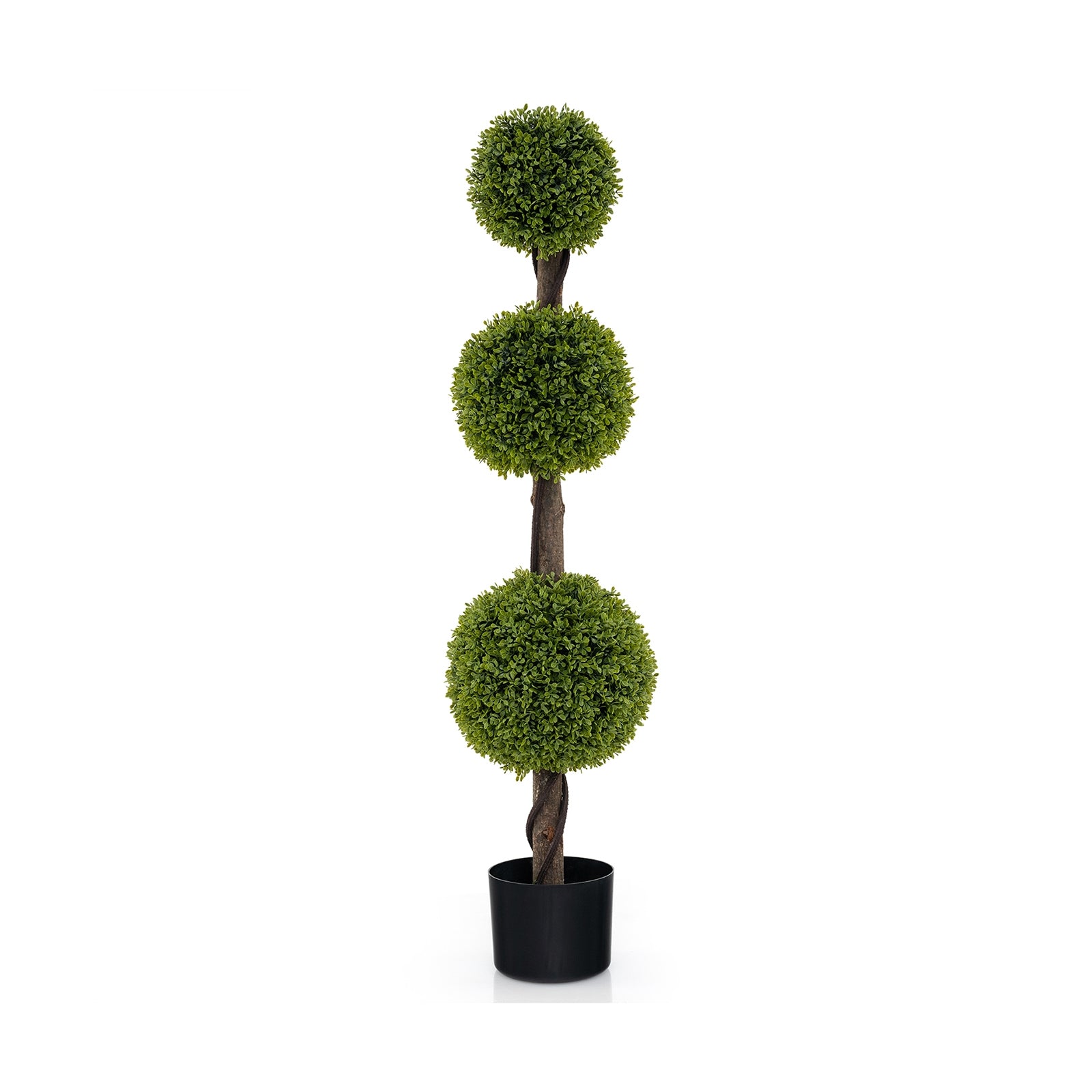 4 FT Artificial Ball Shape Bush Tree with Lush PE leaves and Trunk, Green Faux Plants Green at Gallery Canada