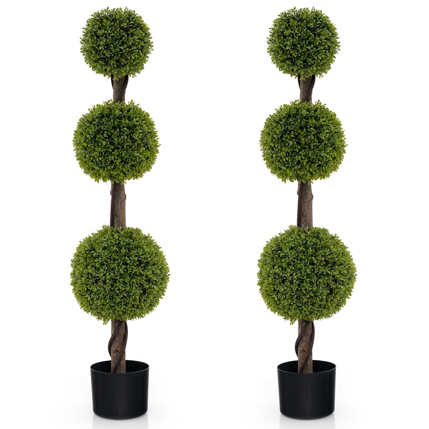 4 FT Artificial Ball Shape Bush Tree with Lush PE leaves and Trunk, Green Faux Plants at Gallery Canada