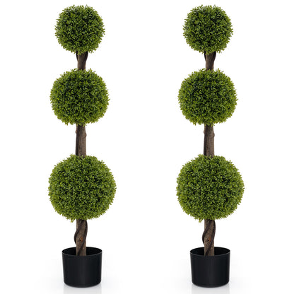 4 FT Artificial Ball Shape Bush Tree with Lush PE leaves and Trunk, Green Faux Plants at Gallery Canada