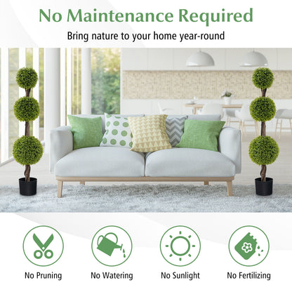 4 FT Artificial Ball Shape Bush Tree with Lush PE leaves and Trunk, Green Faux Plants at Gallery Canada