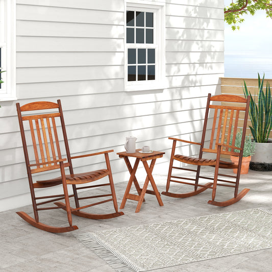 3-Piece Outdoor Poplar Wood Rocking Bistro Set, Natural Patio Conversation Sets Natural at Gallery Canada