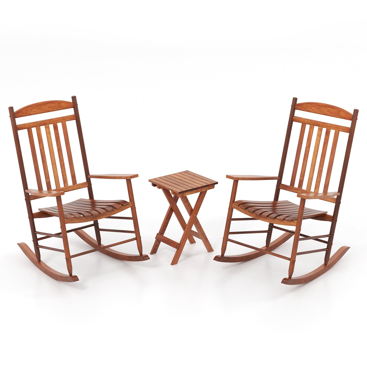 Ensemble Bistro à Bascule en Bois de Peuplier 3 Pièces pour Extérieur, Naturel