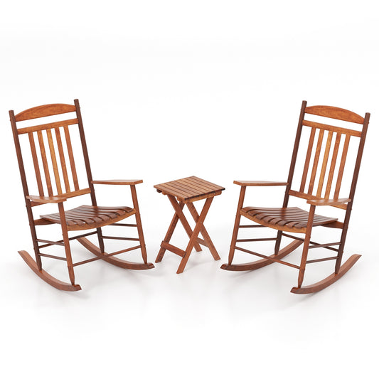 3-Piece Outdoor Poplar Wood Rocking Bistro Set, Natural Patio Conversation Sets Natural at Gallery Canada