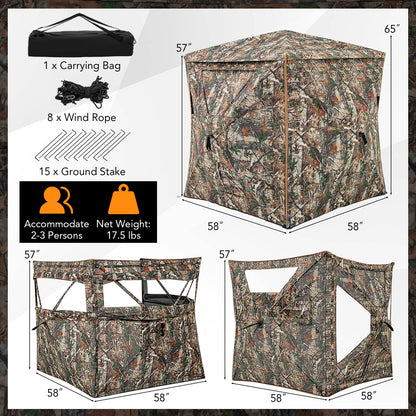 5-IN-1 Detachable Hunting Blind for 2-3 People with Skylight, Camouflage Tents at Gallery Canada