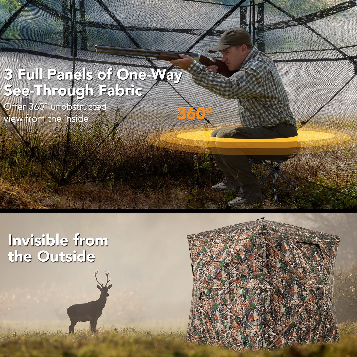 5-IN-1 Detachable Hunting Blind for 2-3 People with Skylight, Camouflage Tents at Gallery Canada