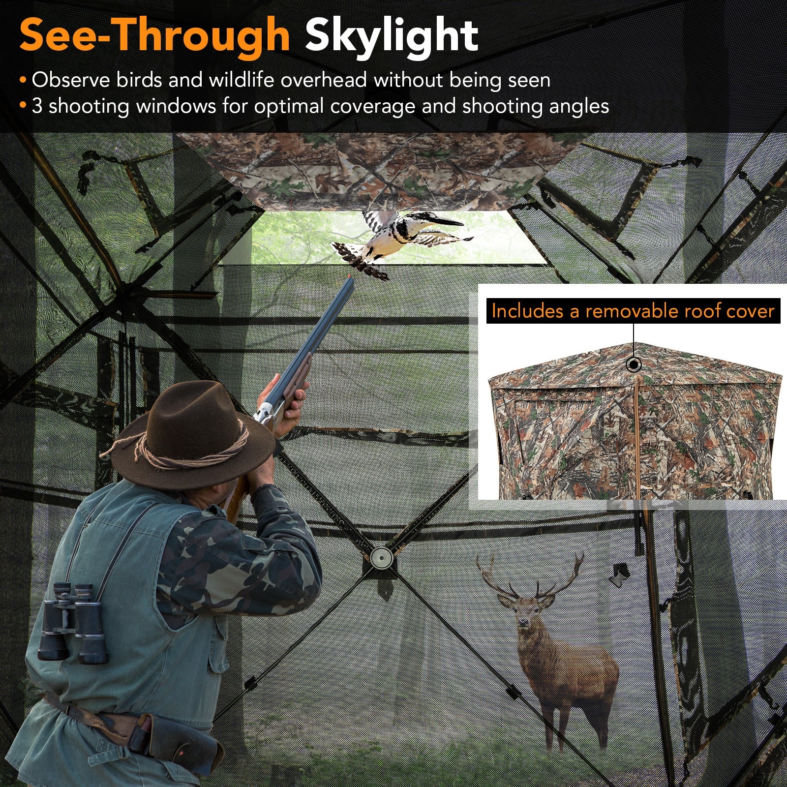 5-IN-1 Detachable Hunting Blind for 2-3 People with Skylight, Camouflage Tents at Gallery Canada
