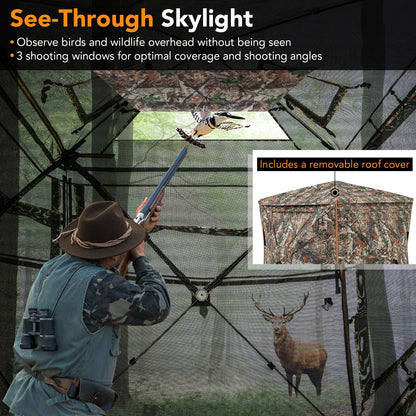 5-IN-1 Detachable Hunting Blind for 2-3 People with Skylight, Camouflage Tents at Gallery Canada