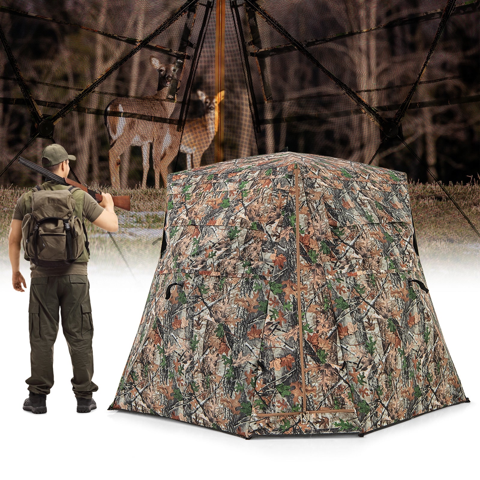 360° One Way See Through Ground Hunting Blind for Deer and Turkey Hunting, Camouflage Tents at Gallery Canada