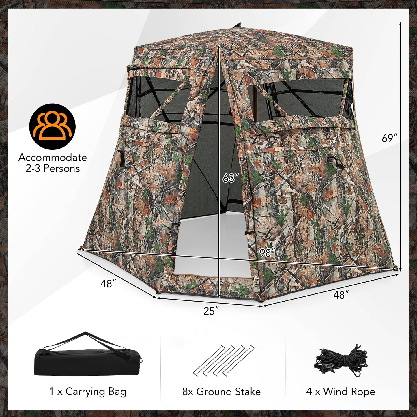 360° One Way See Through Ground Hunting Blind for Deer and Turkey Hunting, Camouflage Tents at Gallery Canada
