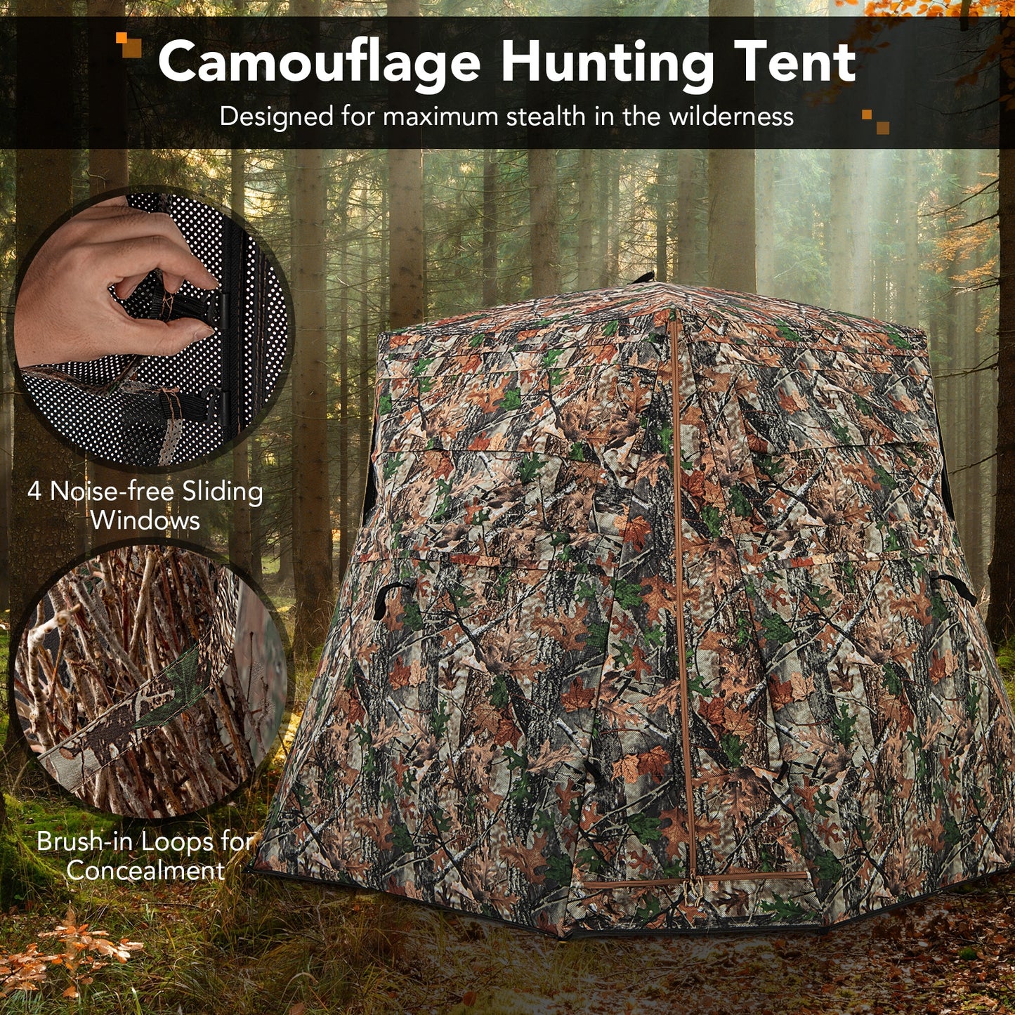 360° One Way See Through Ground Hunting Blind for Deer and Turkey Hunting, Camouflage Tents at Gallery Canada
