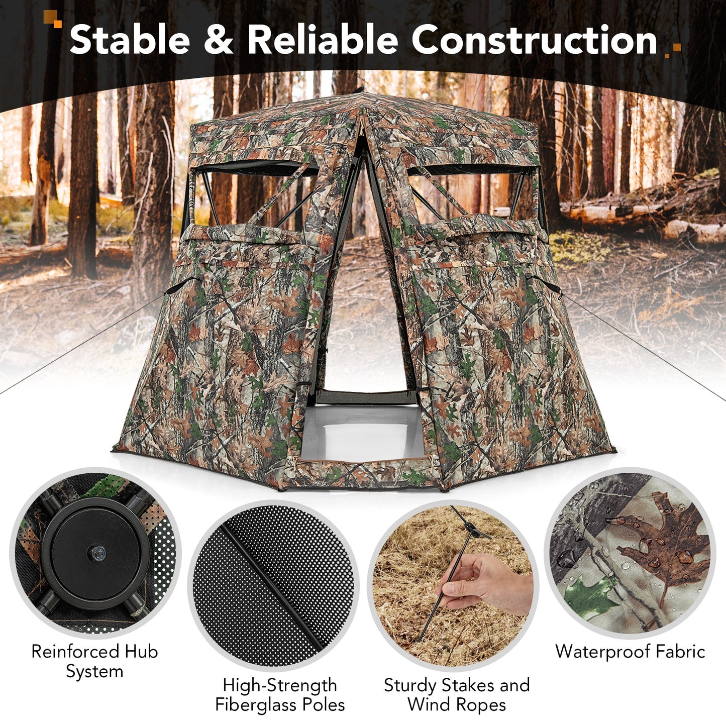 360° One Way See Through Ground Hunting Blind for Deer and Turkey Hunting, Camouflage Tents at Gallery Canada