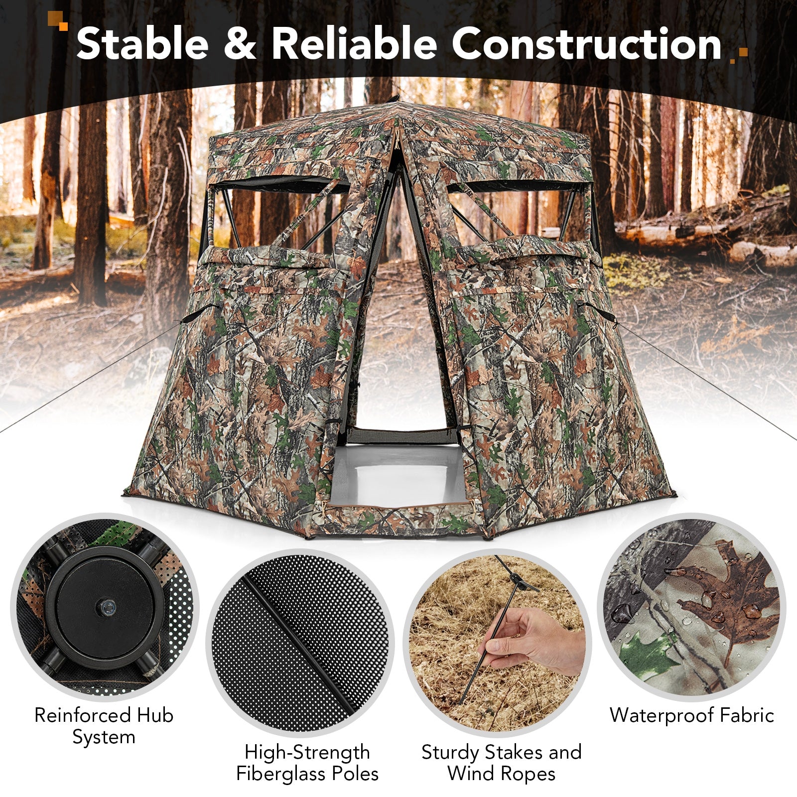 360° One Way See Through Ground Hunting Blind for Deer and Turkey Hunting, Camouflage Tents at Gallery Canada