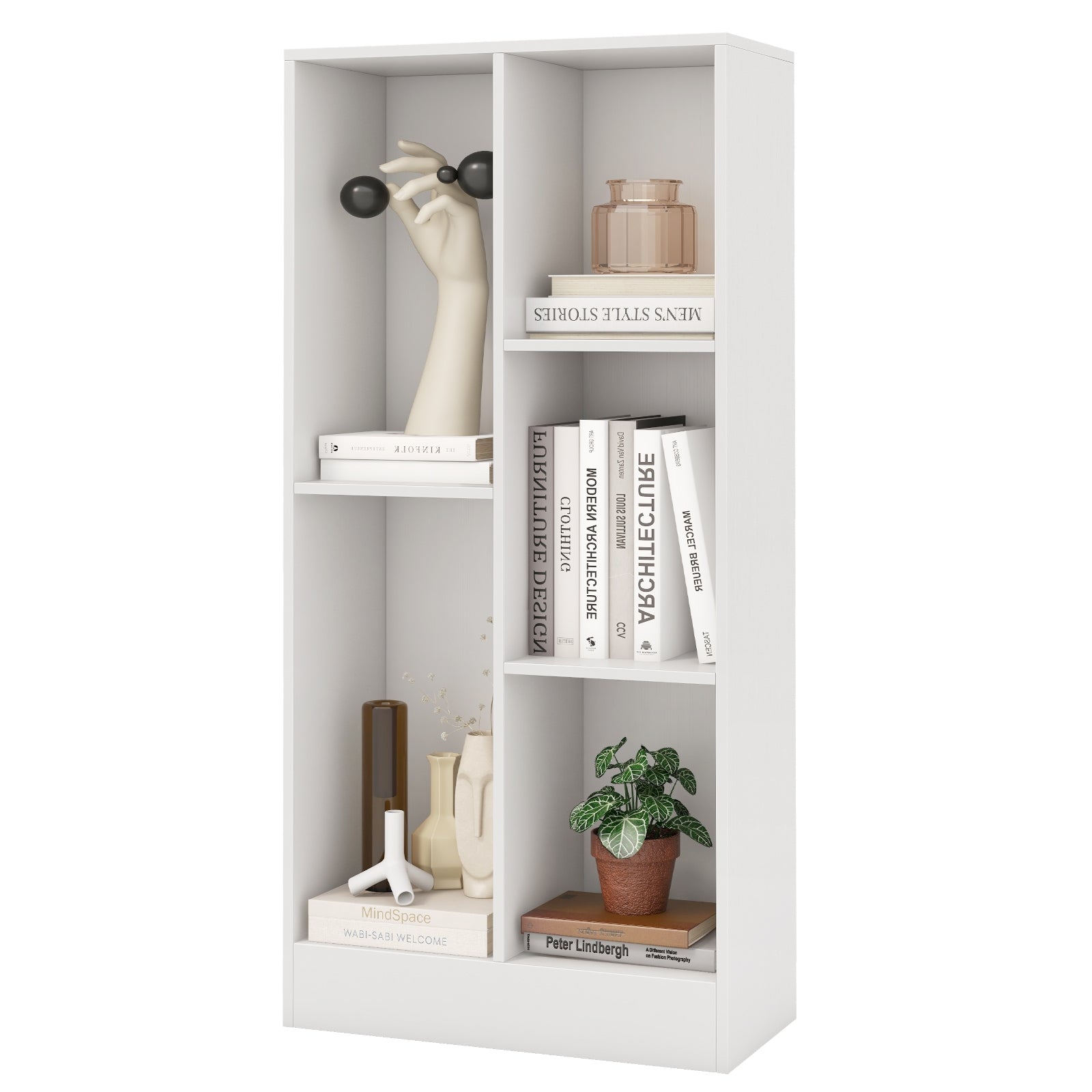 41 Inches 5-Cube Floor Bookcase with 2 Anti-Tipping Kits, White Bookcases at Gallery Canada