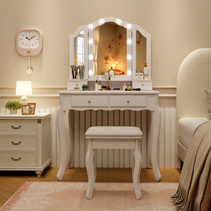 Makeup Vanity Table With Lighted Mirror, Drawers, White Makeup Vanities at Gallery Canada