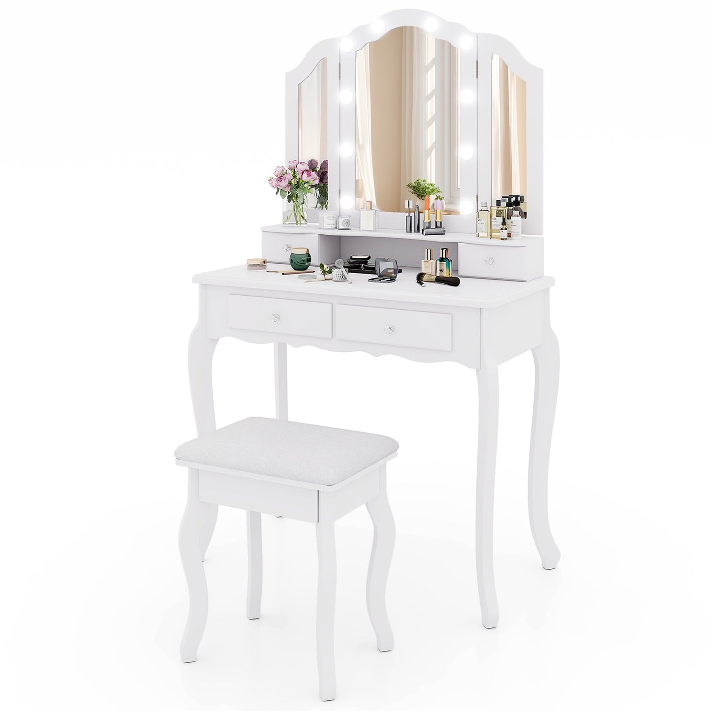 Makeup Vanity Table With Lighted Mirror, Drawers, White Makeup Vanities at Gallery Canada