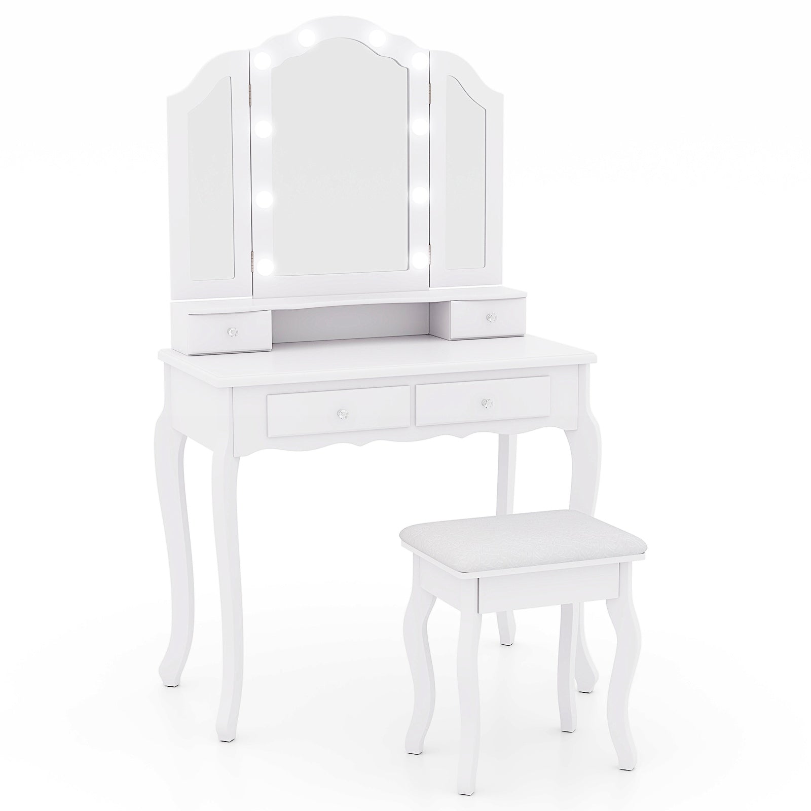 Makeup Vanity Table With Lighted Mirror, Drawers, White Makeup Vanities at Gallery Canada