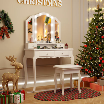 Makeup Vanity Table With Lighted Mirror, Drawers, White Makeup Vanities at Gallery Canada