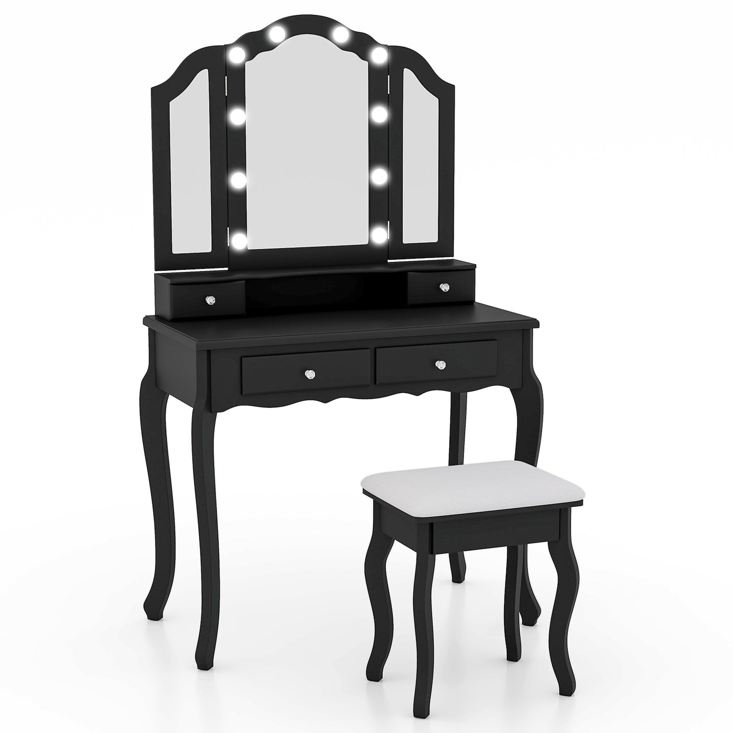 Makeup Vanity Table Set With Lighted Mirror, Drawers, Black Makeup Vanities at Gallery Canada