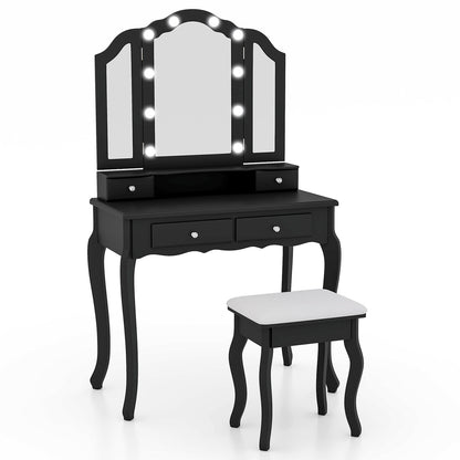 Makeup Vanity Table Set With Lighted Mirror, Drawers, Black Makeup Vanities at Gallery Canada