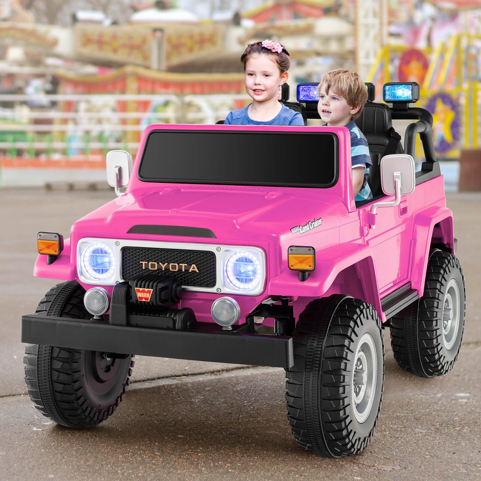 12V 2-Seat Licensed Kids Ride On Toyota FJ40 Car with 2.4G Remote Control, Pink Powered Ride On Toys at Gallery Canada