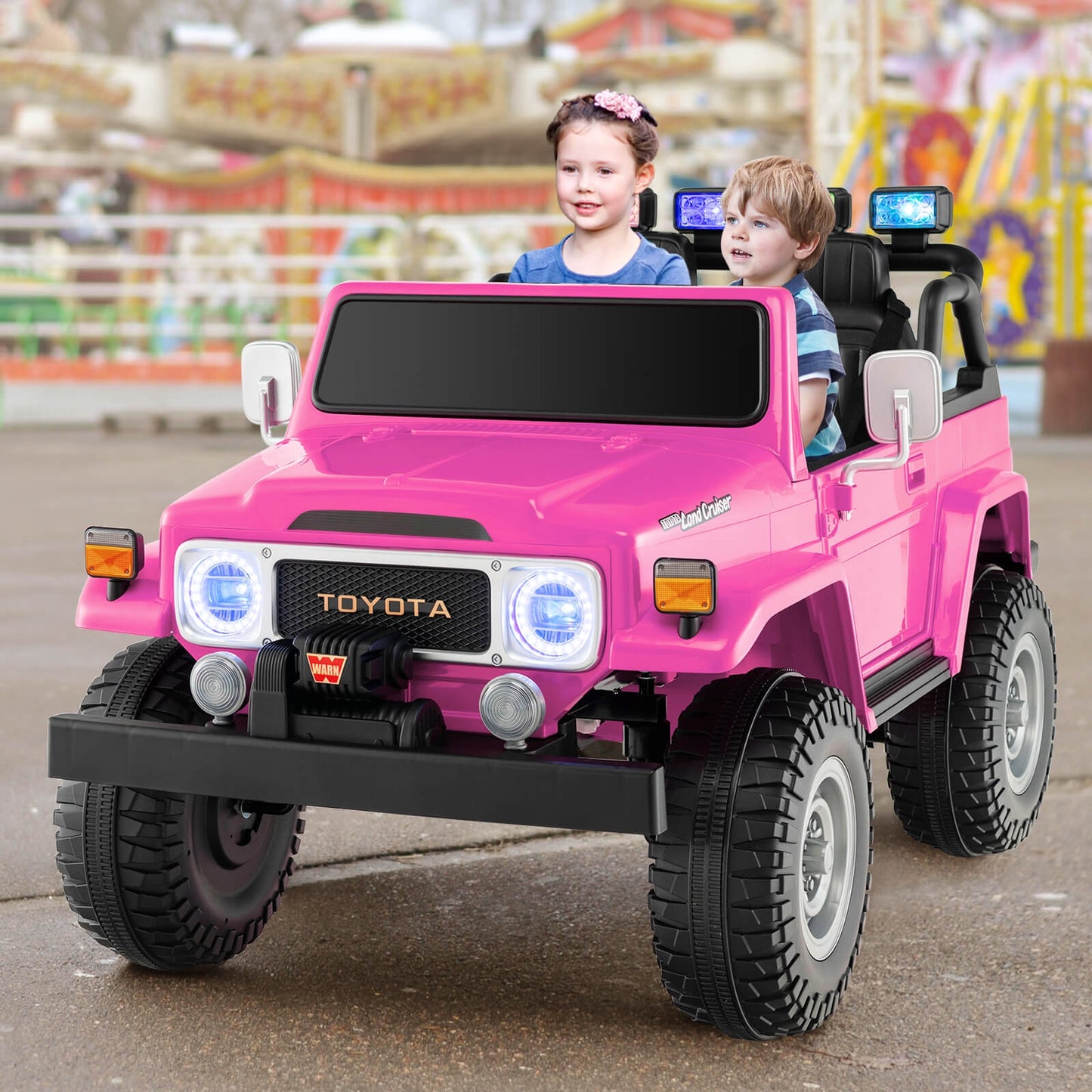12V 2-Seat Licensed Kids Ride On Toyota FJ40 Car with 2.4G Remote Control, Pink Powered Ride On Toys at Gallery Canada
