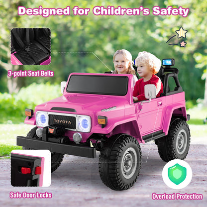 12V 2-Seat Licensed Kids Ride On Toyota FJ40 Car with 2.4G Remote Control, Pink Powered Ride On Toys at Gallery Canada
