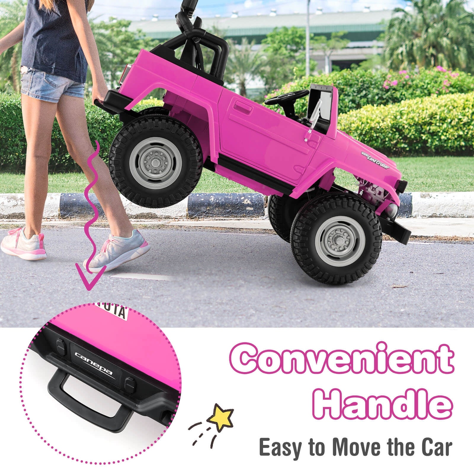 12V 2-Seat Licensed Kids Ride On Toyota FJ40 Car with 2.4G Remote Control, Pink Powered Ride On Toys at Gallery Canada