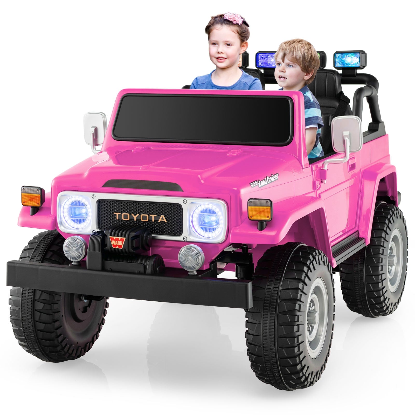 12V 2-Seat Licensed Kids Ride On Toyota FJ40 Car with 2.4G Remote Control, Pink Powered Ride On Toys at Gallery Canada