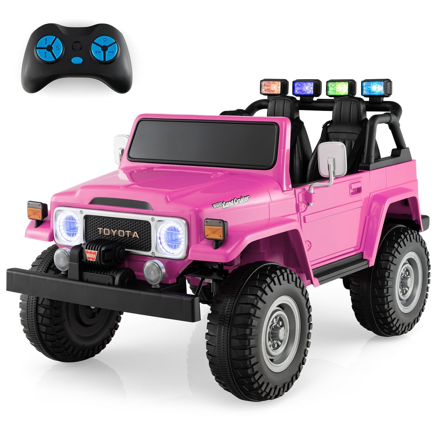 12V 2-Seat Licensed Kids Ride On Toyota FJ40 Car with 2.4G Remote Control, Pink Powered Ride On Toys at Gallery Canada