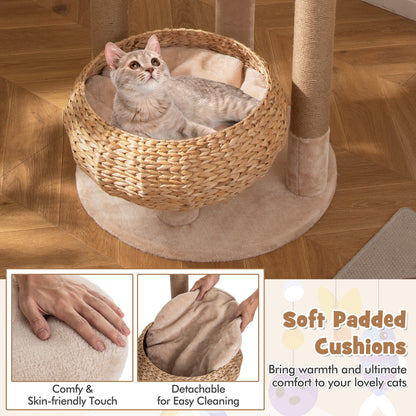 59 Inches Cat Tree with Perch and Soft Hammock for Indoor Cats, Beige Cat Trees Condos & Scratchers at Gallery Canada