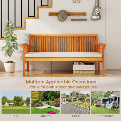 62.5 Inches Patio 3-Seat Wood Bench with Soft Seat Cushions, White Beach & Lawn Chairs at Gallery Canada