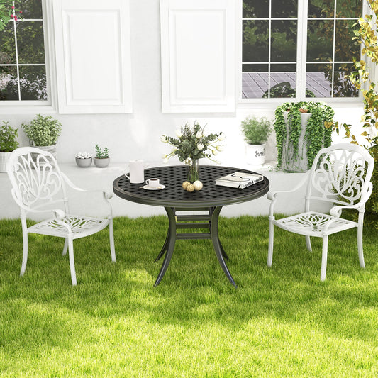 Patio Cast Aluminum Dining Chairs, 2 Pieces, With Armrests, White Patio Dining Chairs White at Gallery Canada