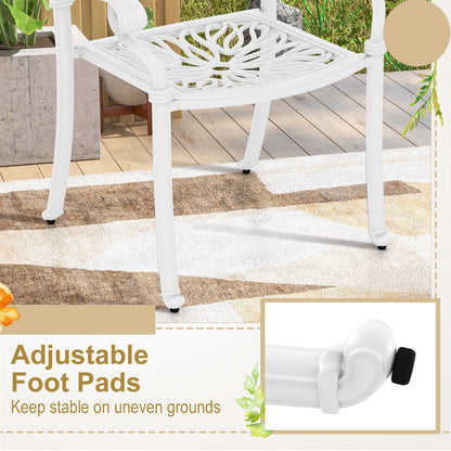 Chaises de salle à manger en aluminium coulé pour patio, 2 pièces, avec accoudoirs, blanches