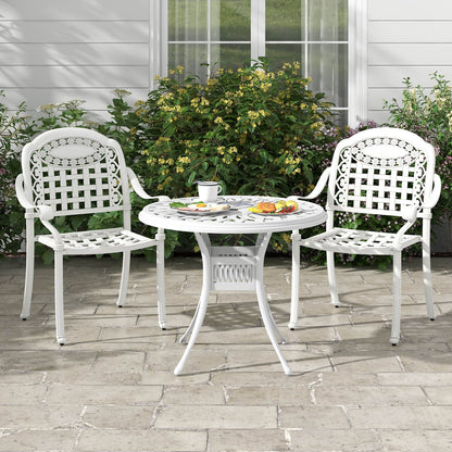 Cast Aluminum Patio Chairs Set of 2 with Armrests, White Patio Dining Chairs at Gallery Canada