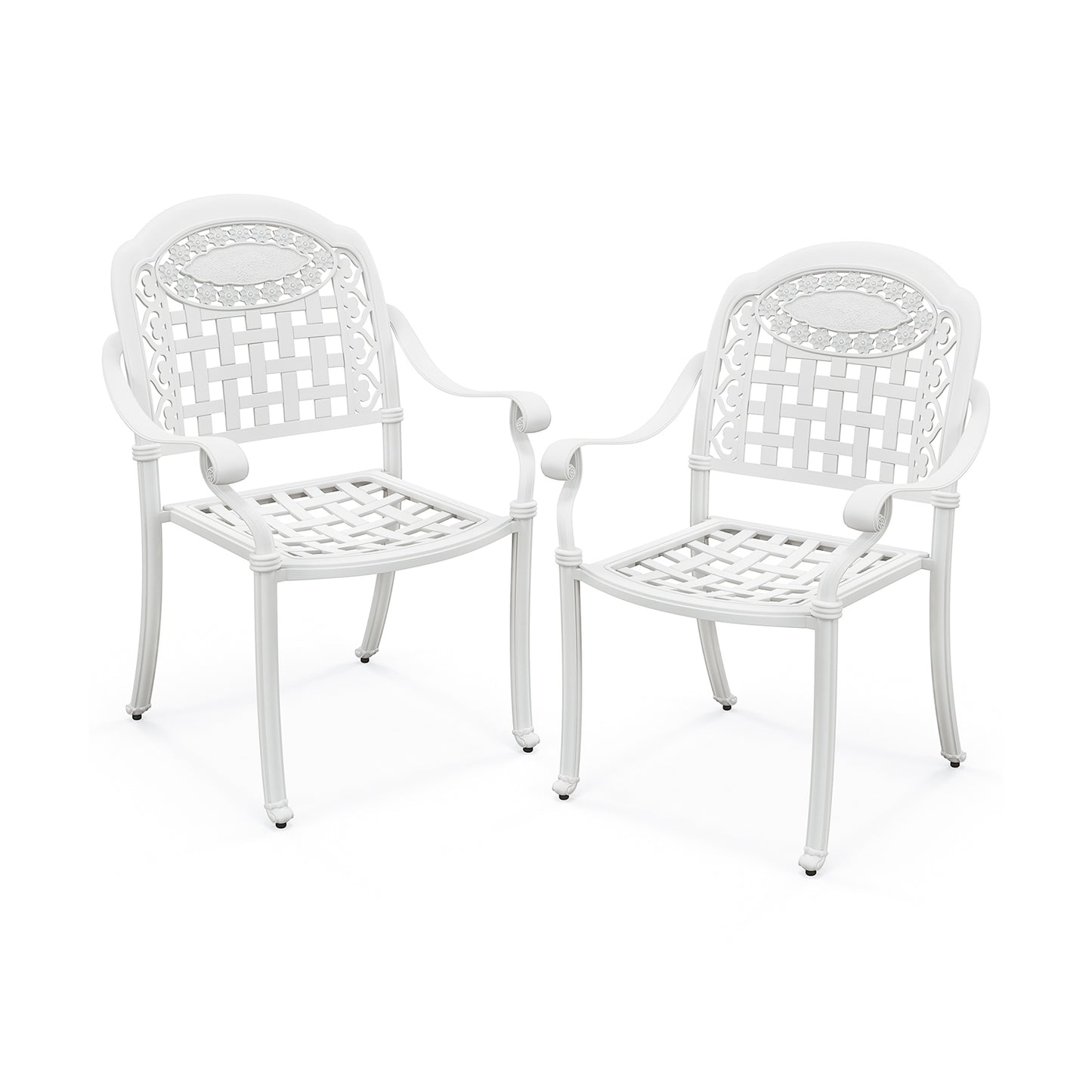 Cast Aluminum Patio Chairs Set of 2 with Armrests, White Patio Dining Chairs at Gallery Canada