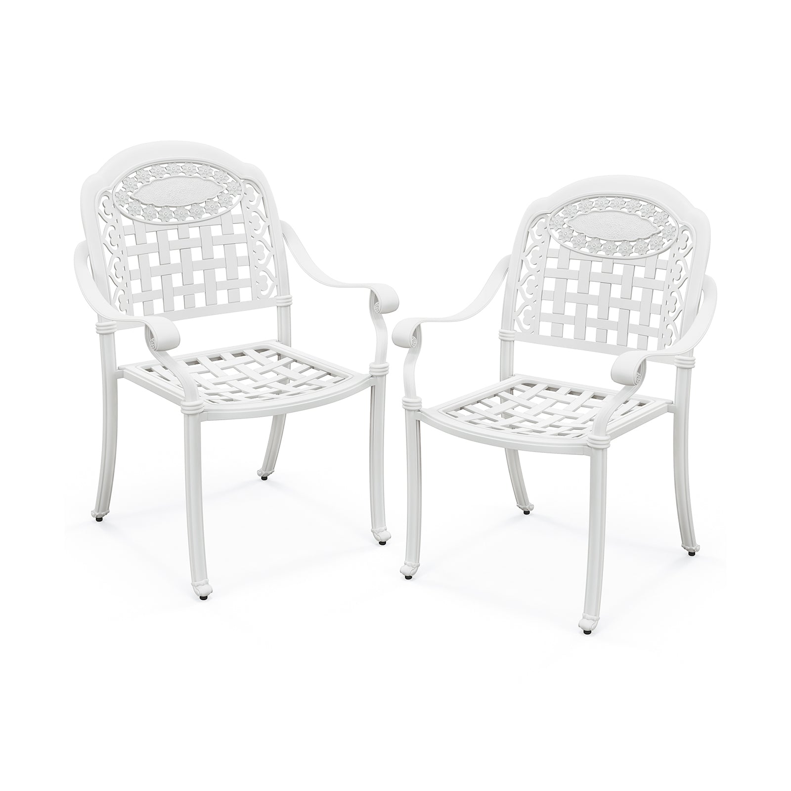 Cast Aluminum Patio Chairs Set of 2 with Armrests, White Patio Dining Chairs White at Gallery Canada