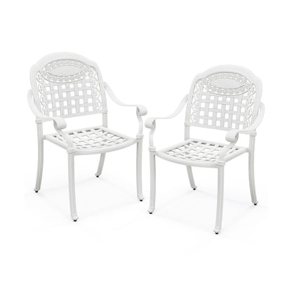 Cast Aluminum Patio Chairs Set of 2 with Armrests, White Patio Dining Chairs White at Gallery Canada