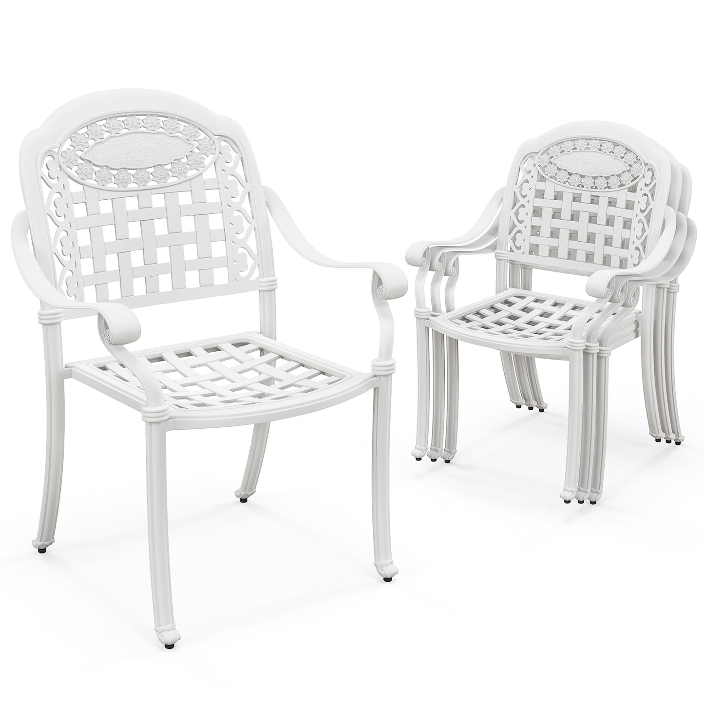 Cast Aluminum Patio Chairs Set of 2 with Armrests, White Patio Dining Chairs at Gallery Canada
