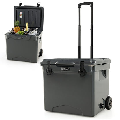 42 Quart Hard Cooler with Wheels and Handle, Gray Coolers at Gallery Canada