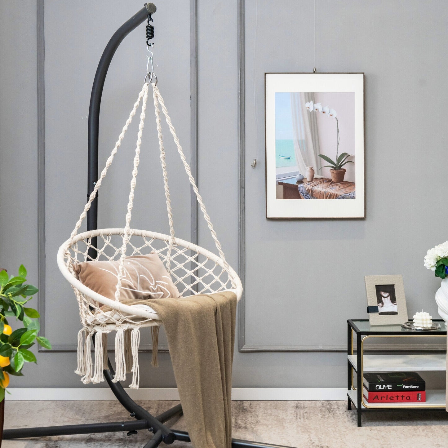 Cushioned Hammock Swing Chair, Beige Hammocks at Gallery Canada