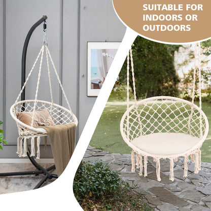 Cushioned Hammock Swing Chair, Beige Hammocks at Gallery Canada