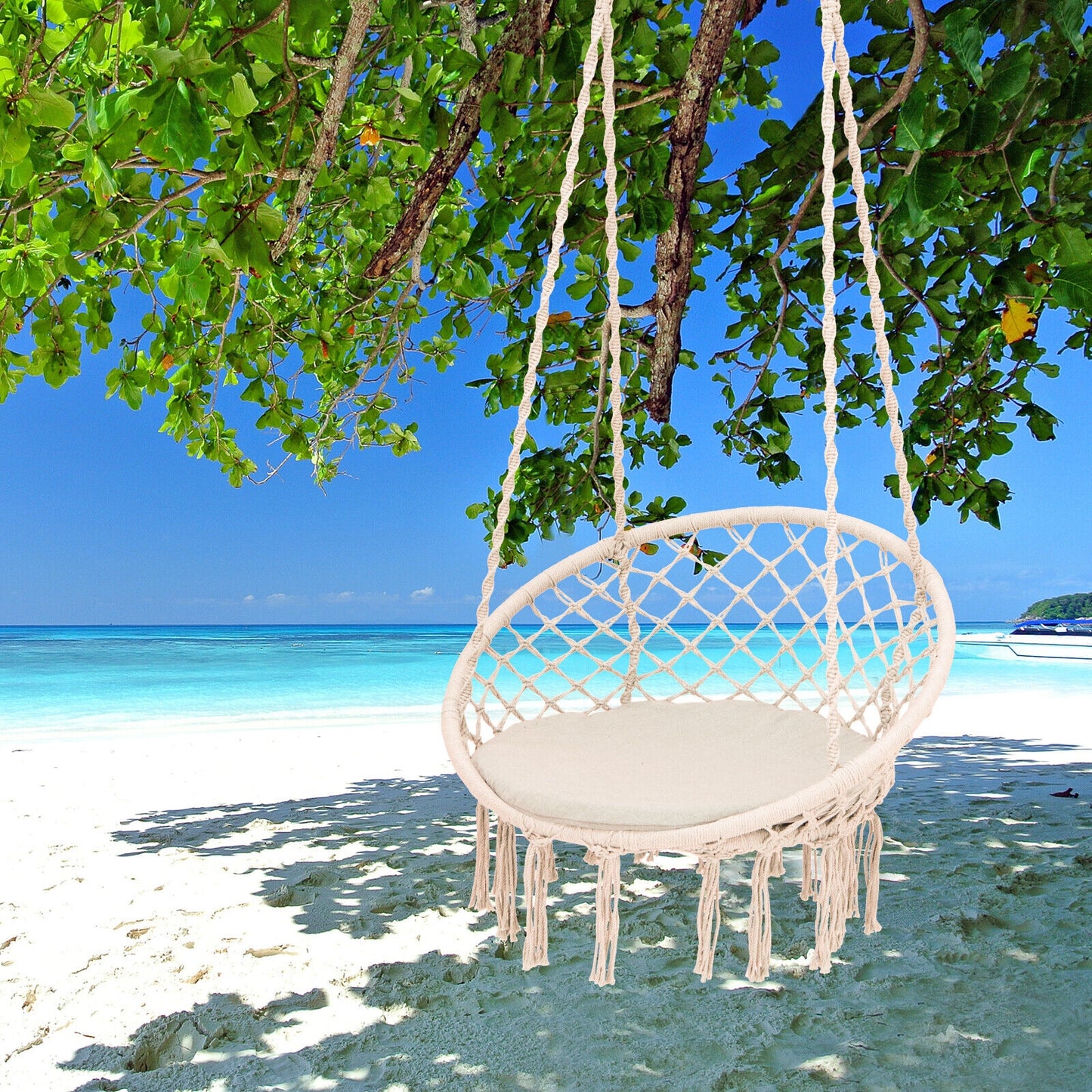 Cushioned Hammock Swing Chair, Beige Hammocks at Gallery Canada