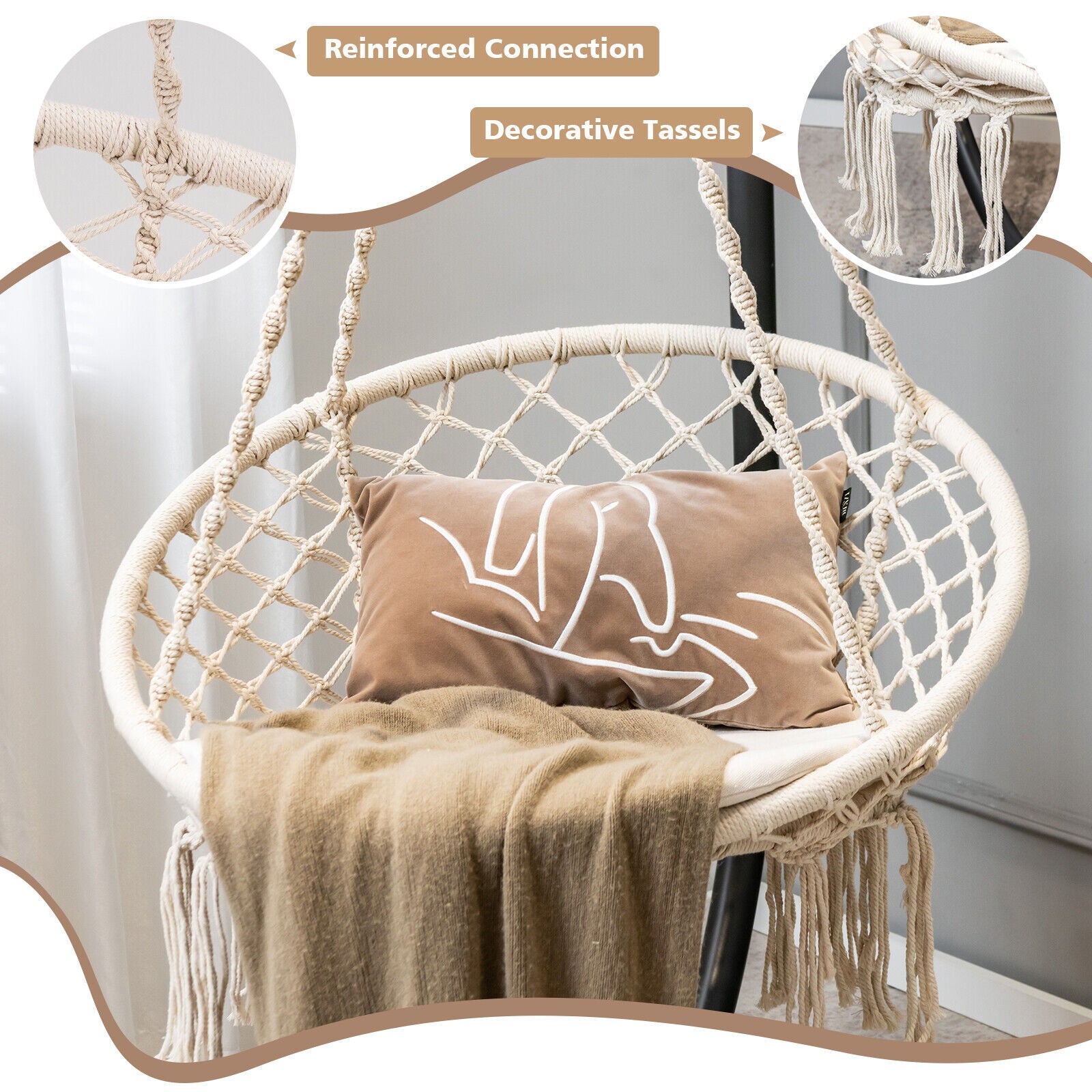 Cushioned Hammock Swing Chair, Beige Hammocks at Gallery Canada