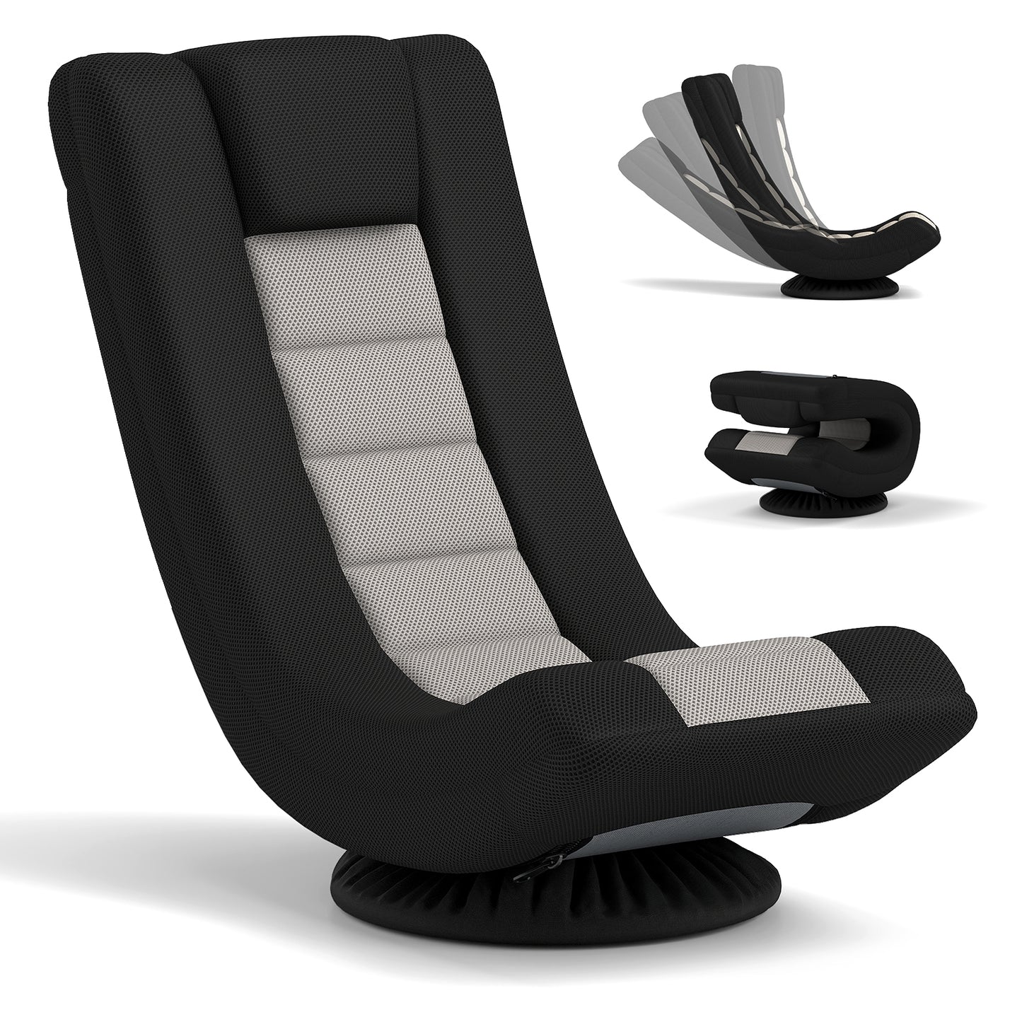 360° Swivel Gaming Chair with 4 Adjustable Position-Black and Gray, Black & Gray Gaming Chairs at Gallery Canada