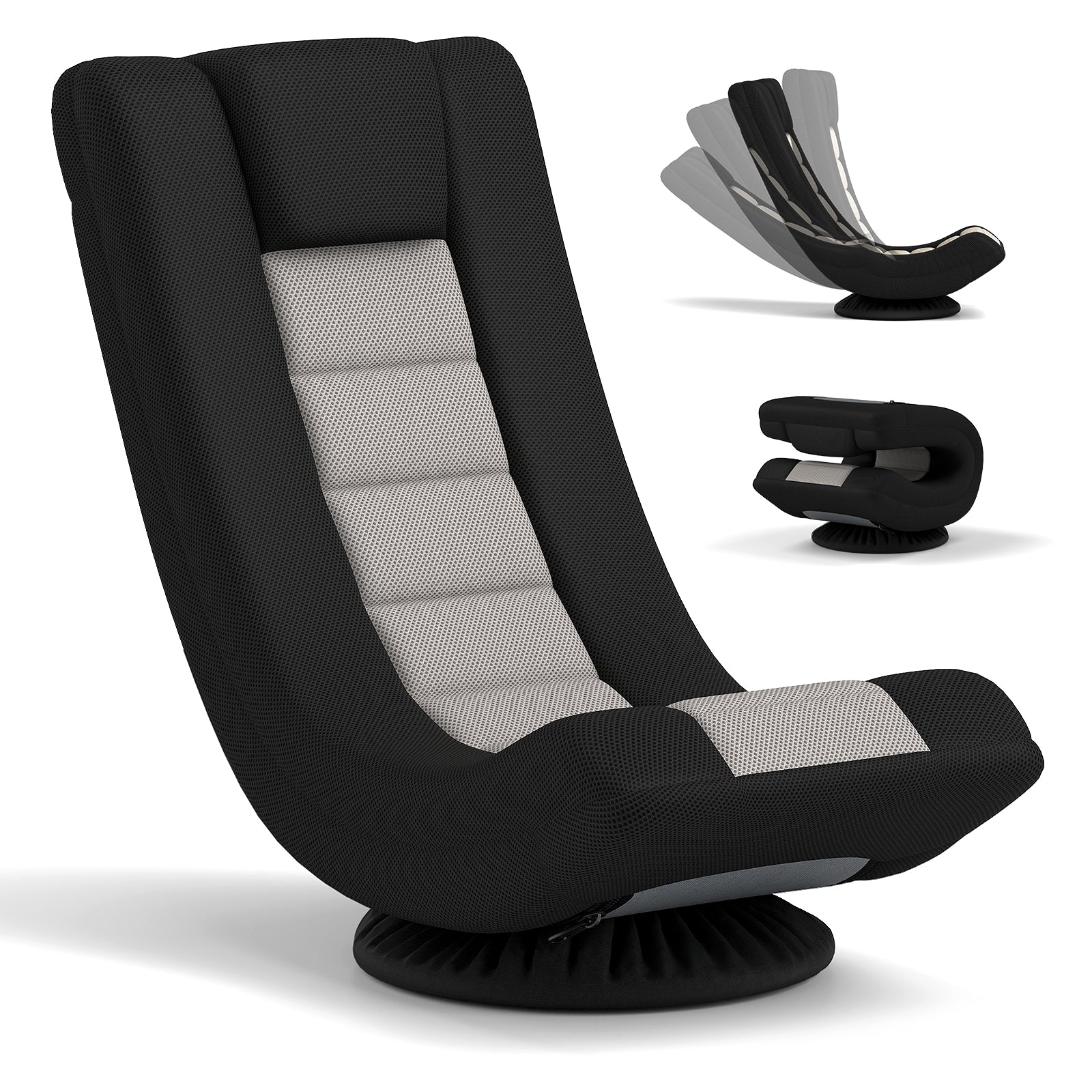 360° Swivel Gaming Chair with 4 Adjustable Position-Black and Gray, Black & Gray Gaming Chairs at Gallery Canada
