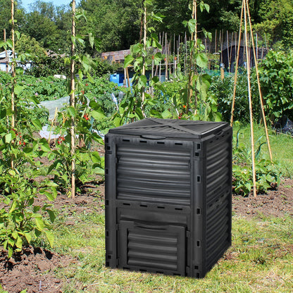 80-Gallon Outdoor Composter with Large Openable Lid and Bottom Exit Door, Black Garden Tools at Gallery Canada