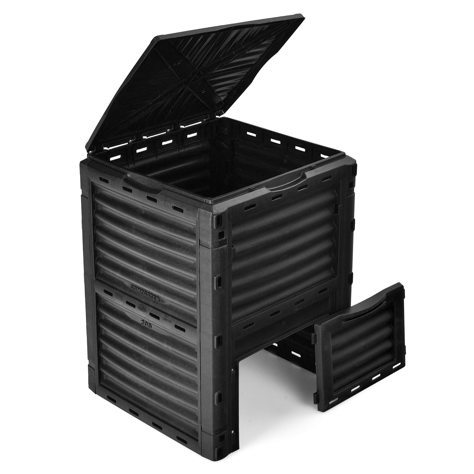 80-Gallon Outdoor Composter with Large Openable Lid and Bottom Exit Door, Black Garden Tools at Gallery Canada