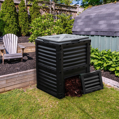 80-Gallon Outdoor Composter with Large Openable Lid and Bottom Exit Door, Black Garden Tools at Gallery Canada